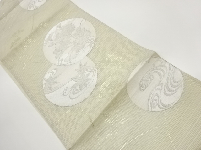 JAPANESE FUKURO OBI FOR SUMMER / WOVEN FLOWERS